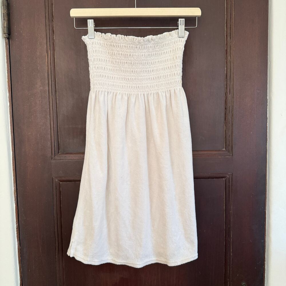 JUICY COUTURE U2K Vintage Smocked Velour Terry Cloth Strapless Dress | Medium